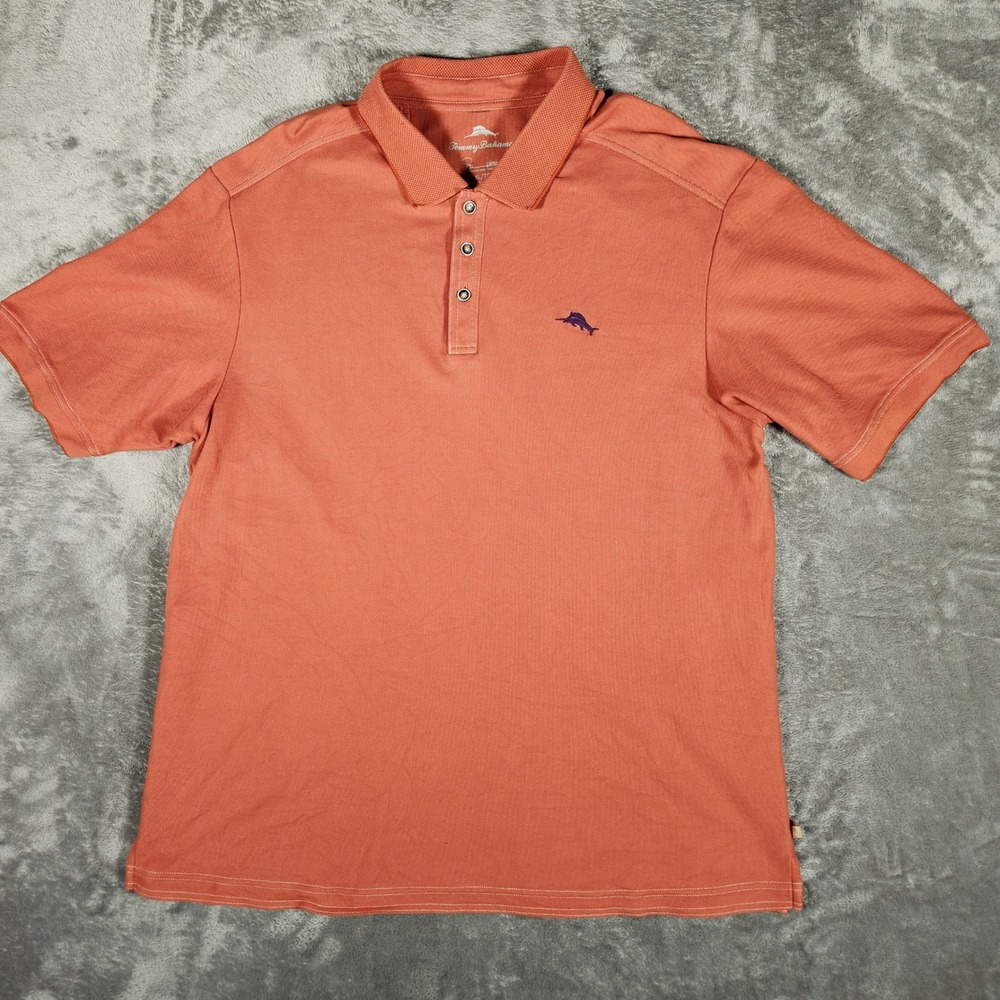 Tommy Bahama Polo Shirt Mens XL Emfielder Orange Supima Cotton EUC